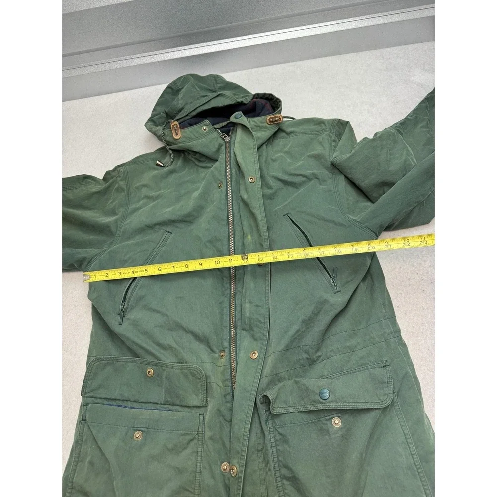 L.L.Bean Maind Warden Coat Men Medium Green Hooded Wool Lined Parka Canvas Field